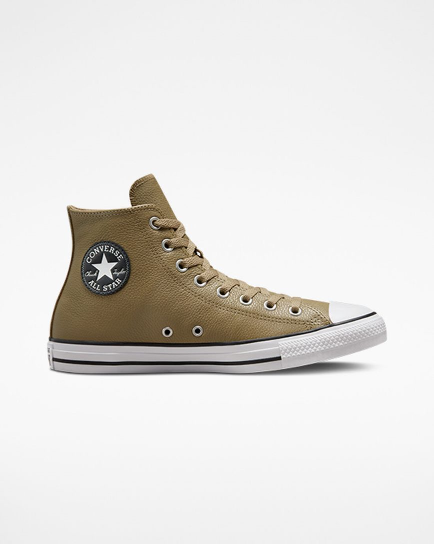 Pánské Boty Vysoké Converse Chuck Taylor All Star Læder Hnědožlutý | CZ ACFE74